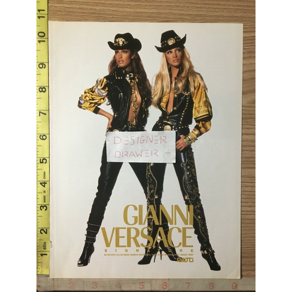Christy Turlington & Yasmeen Ghauri For 1992 Gianni Versace Fashions Print Ad